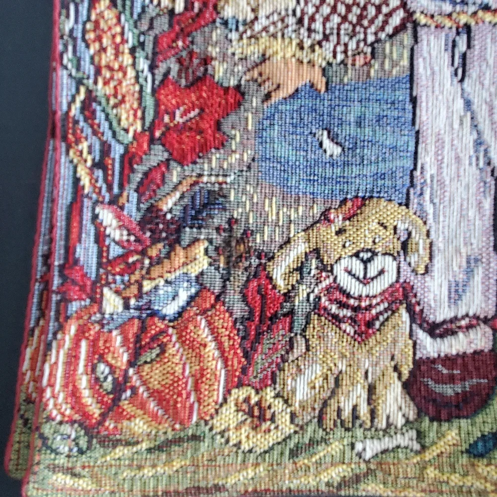 4 Scarecrow Placemats By Grigs Fall Autumn Pumpkins Dog Tapestry Cute 2001 Vtg